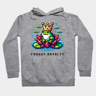 Pixel Frog King - 8bit Crowned Amphibian Art Hoodie